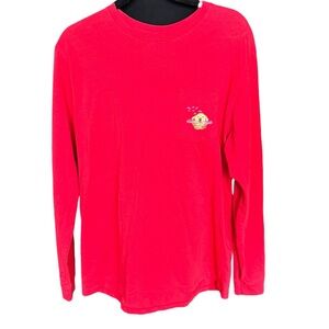 Vineyard Vines Red Long Sleeve Pocket Tee L Retriever Dog Graphic Preppy Coastal